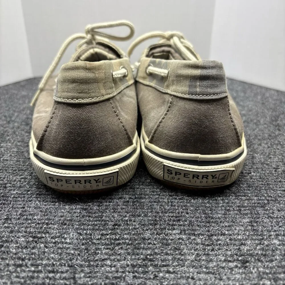 Sperry Top-Sider Mens 9.5 M Canvas Boat Shoes Taupe Gray Camo Deck Shoes 1773712